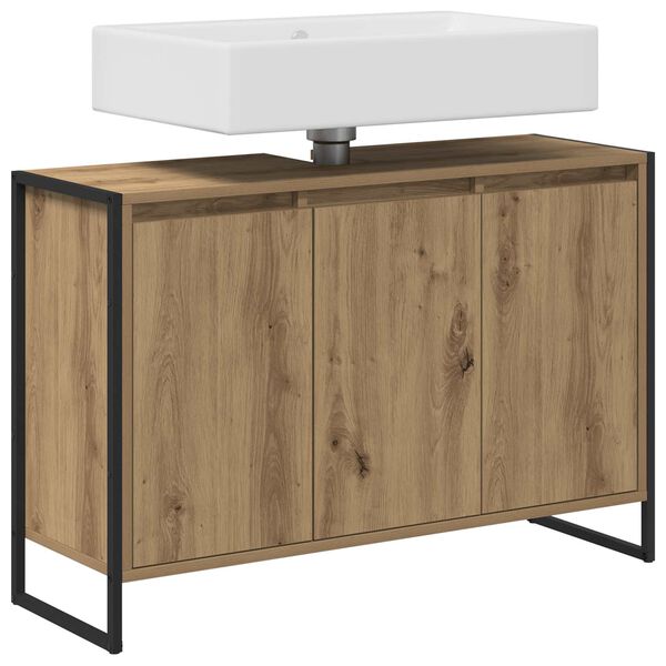 vidaXL F&uuml;rdőszoba Sz&eacute;k&eacute;ny Műv&eacute;szi t&ouml;lgy 90 x 30 x 60 cm Faanyag