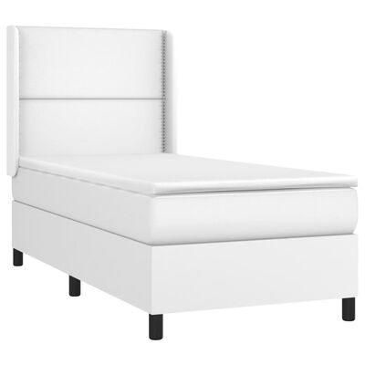 vidaXL fehér műbőr rugós ágy matraccal és LED-del 90x190 cm