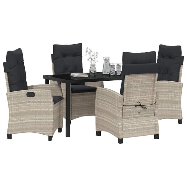 vidaXL Kert &eacute;tkező szett p&aacute;rn&aacute;val 5 pcs Vil&aacute;gossz&uuml;rke polirattan