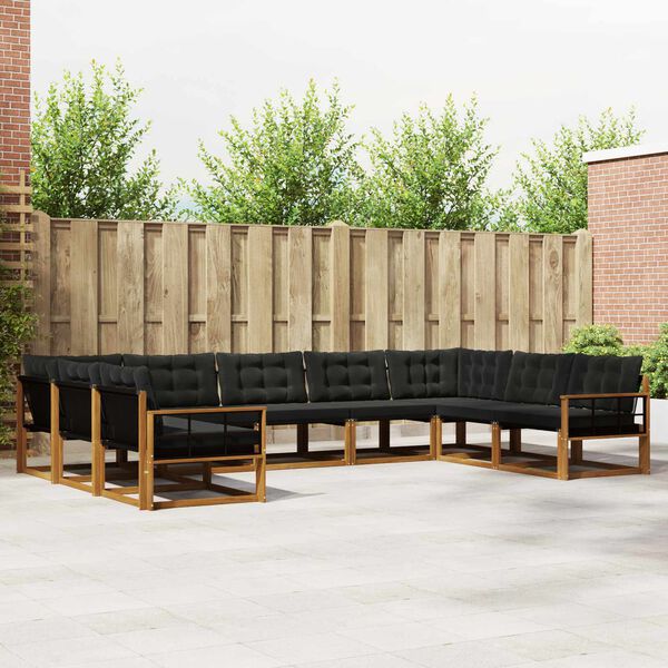 vidaXL K&uuml;lt&eacute;ri kanap&eacute; szett p&aacute;rn&aacute;val 9 pcs Term&eacute;szetes &eacute;s fekete