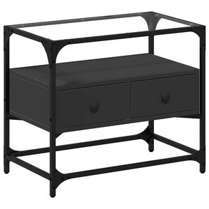 vidaXL fekete szerelt fa TV-szekr&eacute;ny &uuml;veglappal 60 x 35 x 51 cm