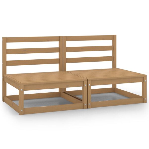 vidaXL 2 db mézbarna tömör fenyőfa kerti középső kanapé