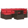 vidaXL Kerti Kanap&eacute; Szett p&aacute;rn&aacute;val t&aacute;rol&oacute;val 7 pcs Barna Poli rattan