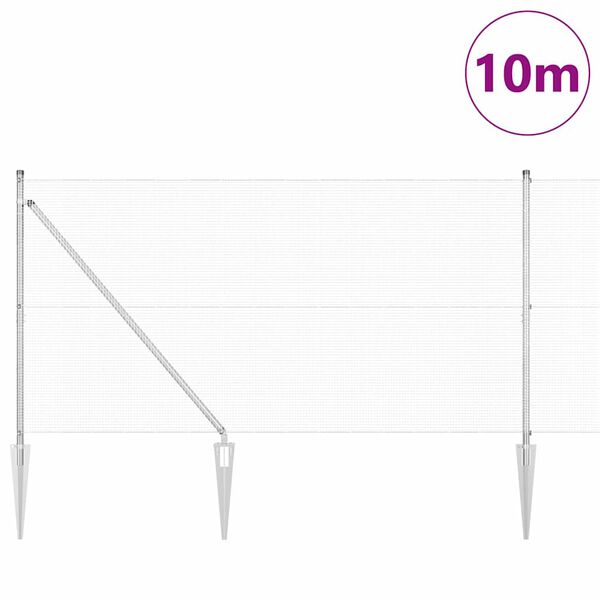 vidaXL Ker&iacute;t&eacute;soszlop Ez&uuml;st 10 x 1,2 m (12 x 12 mm h&aacute;l&oacute;) Ac&eacute;l