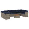 vidaXL 11 r&eacute;szes sz&uuml;rke polyrattan kerti &uuml;lőgarnit&uacute;ra p&aacute;rn&aacute;kkal