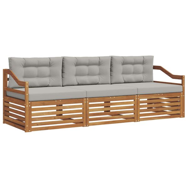 vidaXL K&uuml;lt&eacute;ri kanap&eacute; szett 3 pcs Term&eacute;szetes &eacute;s Vil&aacute;gossz&uuml;rke