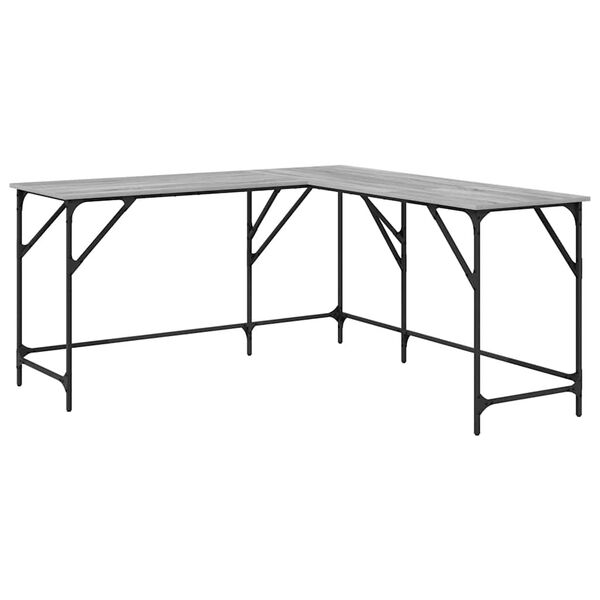 vidaXL szürke sonoma színű szerelt fa íróasztal 149 x 149 x 75 cm