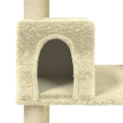 vidaXL krémszínű macskabútor szizál kaparófákkal 141 cm
