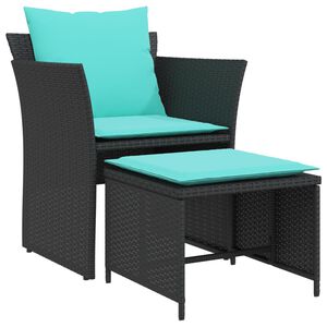vidaXL fekete polyrattan kerti sz&eacute;k l&aacute;btart&oacute;val