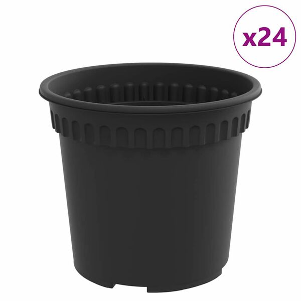 vidaXL Kerek Vir&aacute;gcser&eacute;p 24 pcs Fekete &Oslash; 15 x 12 cm Műanyag