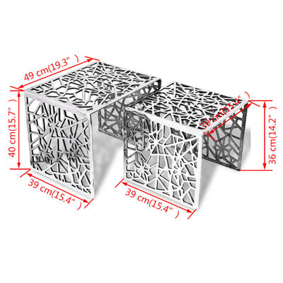 vidaXL 2 darab Ezüst négyzet alakú alumínium kisasztal
