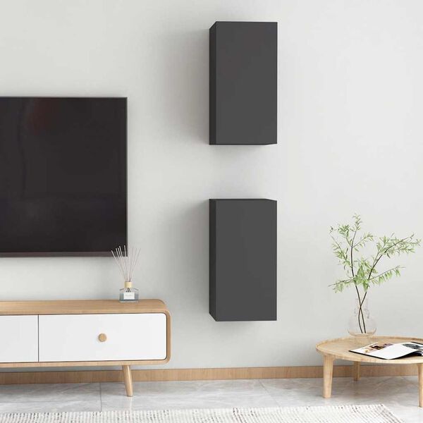 vidaXL 2 db szürke szerelt fa TV-szekrény 30,5 x 30 x 60 cm