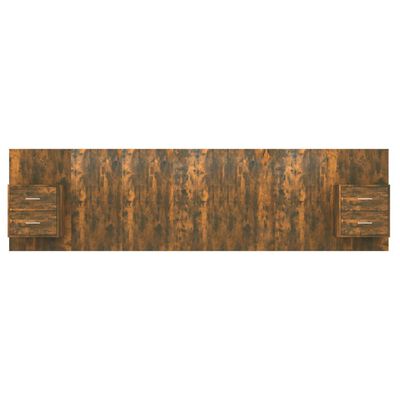 vidaXL füstös tölgyszínű szerelt fa ágyfejtámla szekrényekkel
