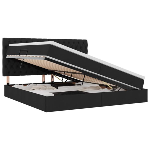 vidaXL &Aacute;gy t&aacute;rol&oacute;val &eacute;s LED l&aacute;mp&aacute;val Fekete 200 x 200 cm Poli&eacute;szter