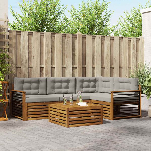 vidaXL K&uuml;lt&eacute;ri kanap&eacute; szett 5 pcs Term&eacute;szetes &eacute;s Vil&aacute;gossz&uuml;rke