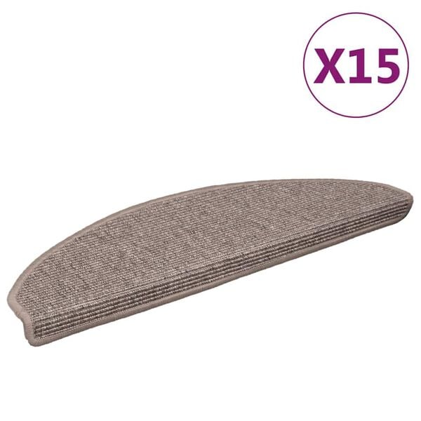 vidaXL 15 db s&ouml;t&eacute;tb&eacute;zs f&eacute;lk&ouml;r alak&uacute; l&eacute;pcsőszőnyeg 65 x 21 x 4 cm, nagy