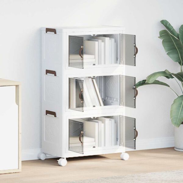 vidaXL egym&aacute;sra rakhat&oacute; t&aacute;rol&oacute;doboz kerekekkel 3 r&eacute;tegű 28 L