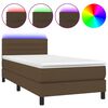 vidaXL barna sz&ouml;vet rug&oacute;s &eacute;s LED-es &aacute;gy matraccal 90x200 cm