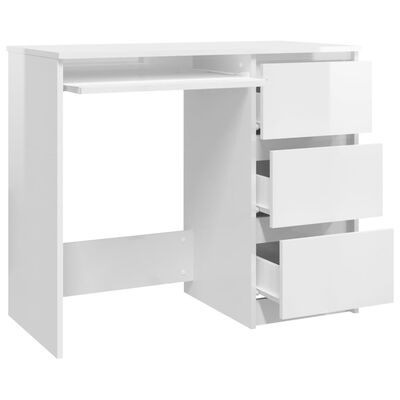 vidaXL fehér magasfényű forgácslap íróasztal 90 x 45 x 76 cm
