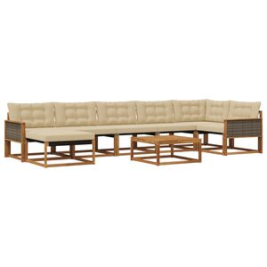 vidaXL K&uuml;lt&eacute;ri kanap&eacute; szett 8 pcs Term&eacute;szetes &eacute;s b&eacute;zs T&ouml;m&ouml;r Ak&aacute;cfa