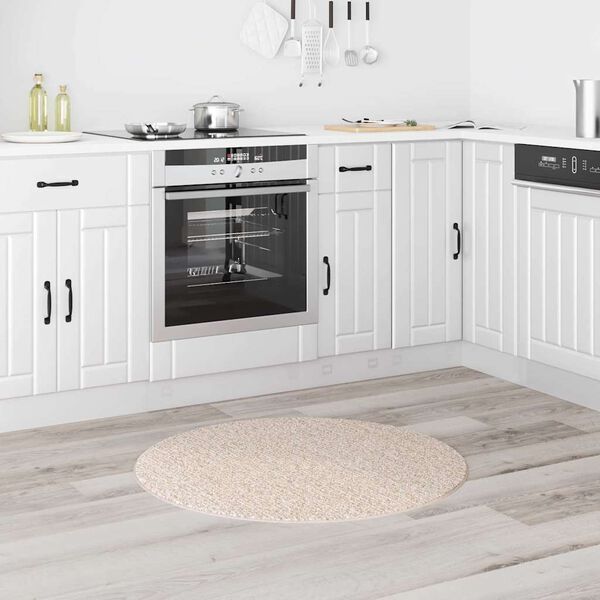 vidaXL Csúszásgátló Shaggy Szőnyeg Krém 90 x 90 cm PP