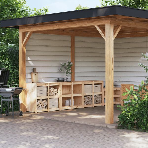 vidaXL 3 db t&ouml;m&ouml;r fenyőfa MEPPEL k&uuml;lt&eacute;ri konyhaszekr&eacute;ny