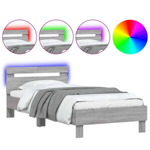 vidaXL sz&uuml;rke sonoma &aacute;gykeret fejt&aacute;ml&aacute;val &eacute;s LED-ekkel 100 x 200 cm
