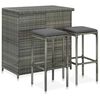vidaXL 3 r&eacute;szes sz&uuml;rke polyrattan b&aacute;rszett