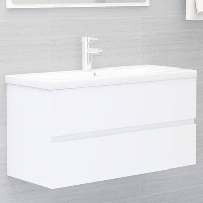 vidaXL fehér forgácslap fürdőszobai bútorszett