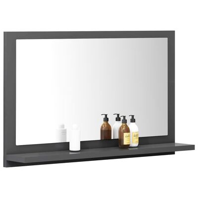 vidaXL szürke forgácslap fürdőszobai tükör 60 x 10,5 x 37 cm