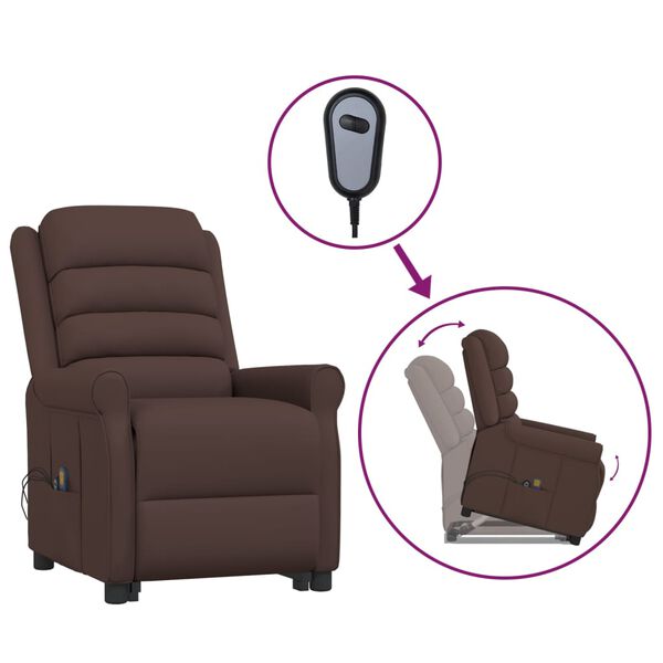 vidaXL barna műbőr felállást segítő masszázsfotel