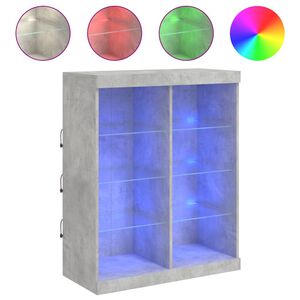 vidaXL betonszürke tálalószekrény LED-világítással 81 x 37 x 100 cm