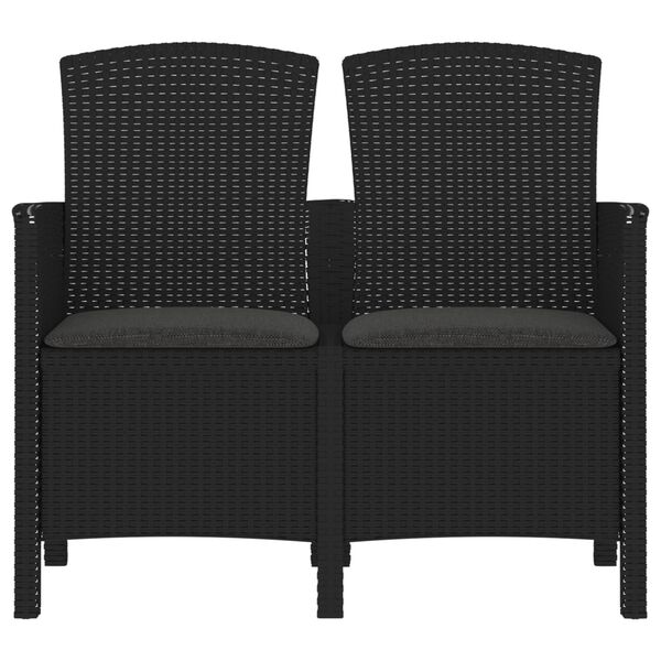 vidaXL k&eacute;tszem&eacute;lyes grafitsz&uuml;rke PP rattan kerti pad p&aacute;rn&aacute;kkal