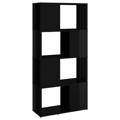 vidaXL magasfényű fekete térelválasztó könyvszekrény 60x24x124,5 cm