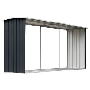 vidaXL antracitsz&uuml;rke horganyzott ac&eacute;l tűzifat&aacute;rol&oacute; 330 x 92 x 153 cm