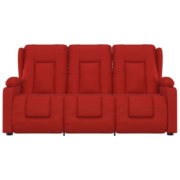 vidaXL 3 személyes bordó műbőr dönthető masszázsfotel pohártartóval