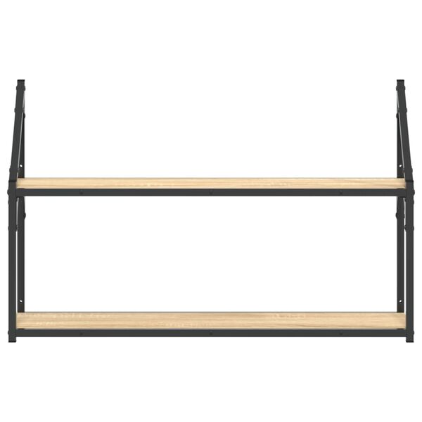 vidaXL 2 szintes sonoma t&ouml;lgy sz&iacute;nű szerelt fa fali polc 80x21x51 cm