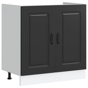 vidaXL Mosogat&oacute; aljzat szekr&eacute;ny Kalmar fekete 80x46x81,5 cm műanyag fa