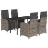 vidaXL 5 r&eacute;szes sz&uuml;rke polyrattan kerti &eacute;tkezőgarnit&uacute;ra p&aacute;rn&aacute;val
