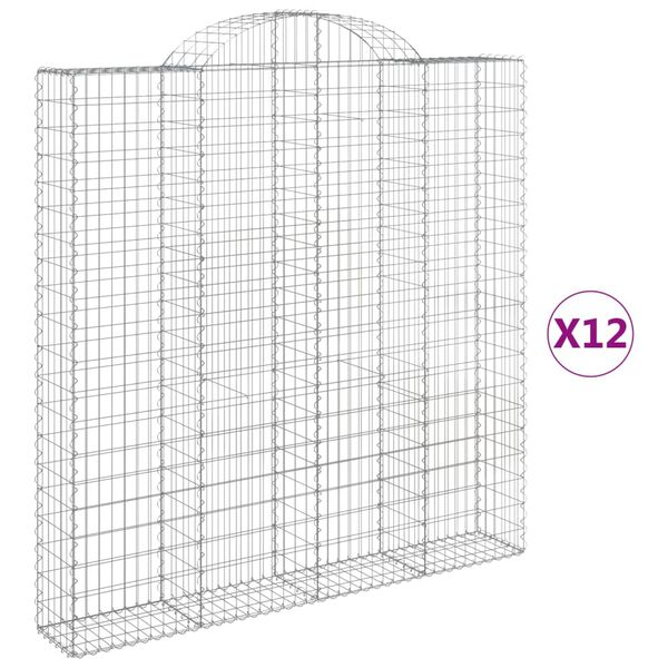vidaXL 12 db &iacute;ves horganyzott vas gabion kos&aacute;r 200x30x200/220 cm