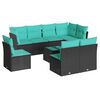 vidaXL 9 r&eacute;szes fekete polyrattan kerti &uuml;lőgarnit&uacute;ra p&aacute;rn&aacute;val