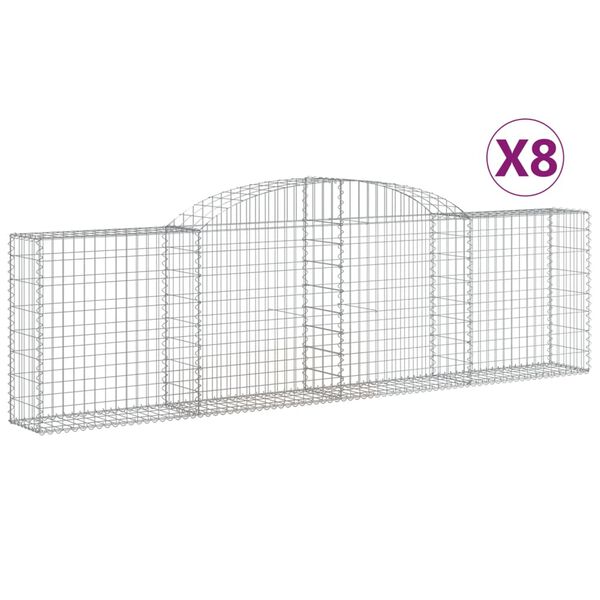 vidaXL 8 db íves horganyzott vas gabion kosár 300x30x80/100 cm