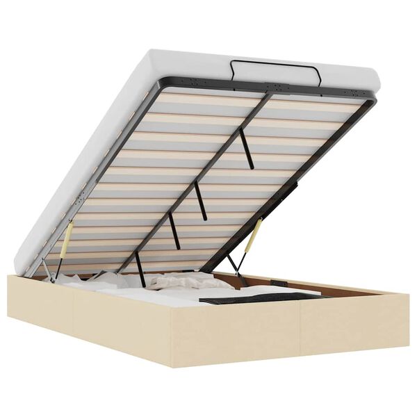 vidaXL Ottomán ágykeret matrac nélkül krém 120x190 cm szövet