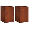 vidaXL Kerti cser&eacute;p 2 db Rozsd&aacute;s 40 x 40 x 75 cm Időj&aacute;r&aacute;s&aacute;ll&oacute; Ac&eacute;l