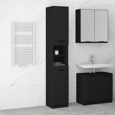vidaXL fekete szerelt fa fürdőszobaszekrény 32 x 34 x 188,5 cm