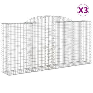 vidaXL 3 db &iacute;ves horganyzott vas gabion kos&aacute;r 300x50x140/160 cm