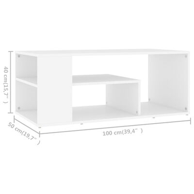 vidaXL fehér forgácslap dohányzóasztal 100 x 50 x 40 cm