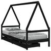 vidaXL fekete t&ouml;m&ouml;r fenyőfa gyerek&aacute;gy keret fi&oacute;kkal 90x190 cm