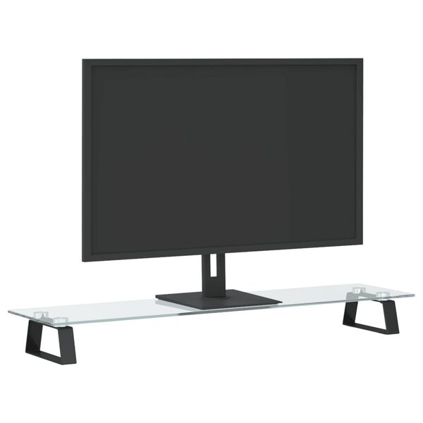 vidaXL fekete edzett &uuml;veg &eacute;s f&eacute;m monitor&aacute;llv&aacute;ny 80 x 20 x 8 cm