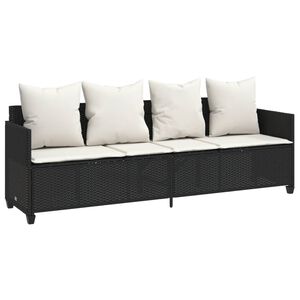 vidaXL fekete polyrattan napoz&oacute;&aacute;gy p&aacute;rn&aacute;val